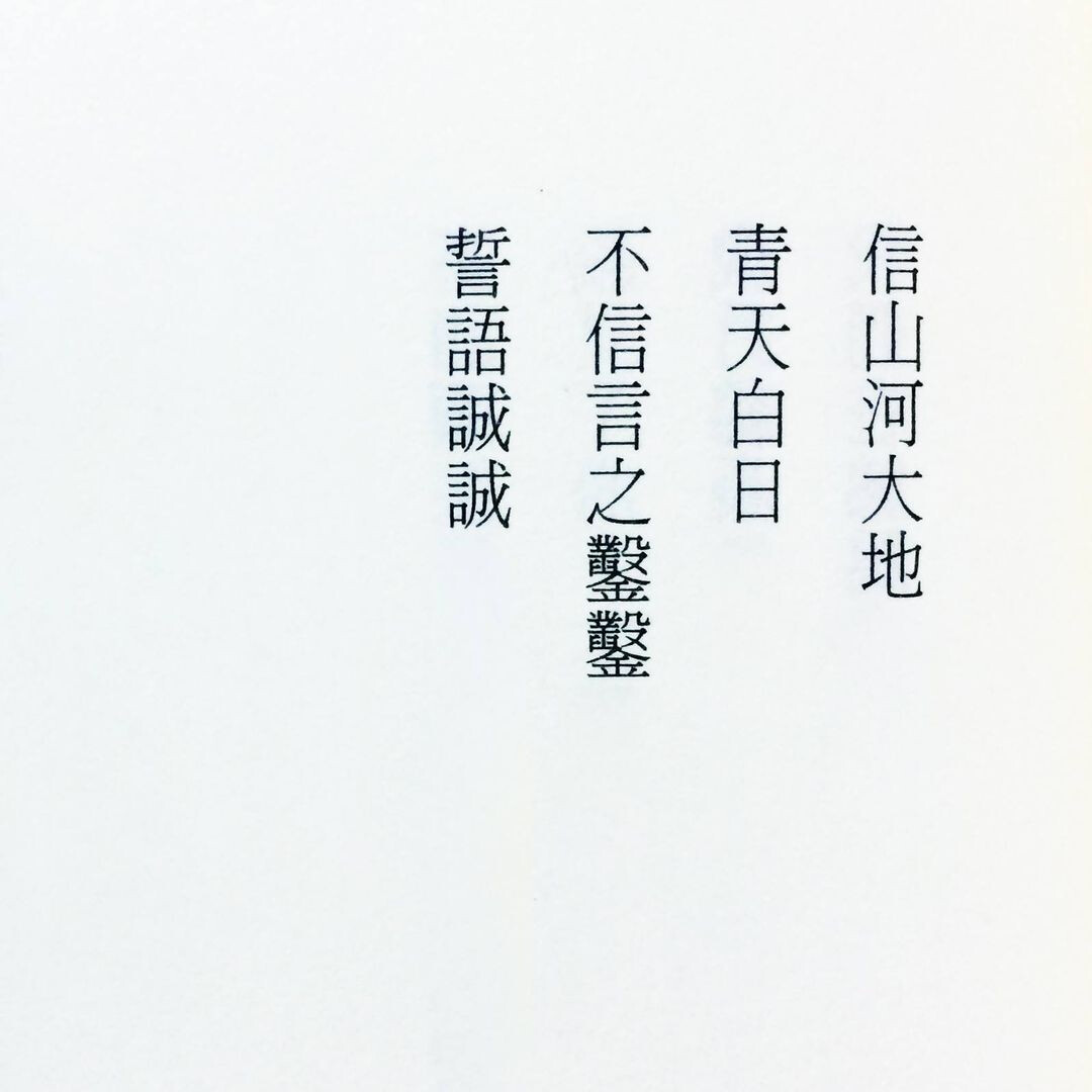 The image shows a piece of paper with Chinese characters written vertically that can be translated as "Believe in the mountains and rivers, the sun and the moon, and don't believe in the words of the clashing instruments." (Captioned by AI)